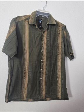 Kuhl Casual Olive & Tan Striped Short-Sleeve Shirt Sz M